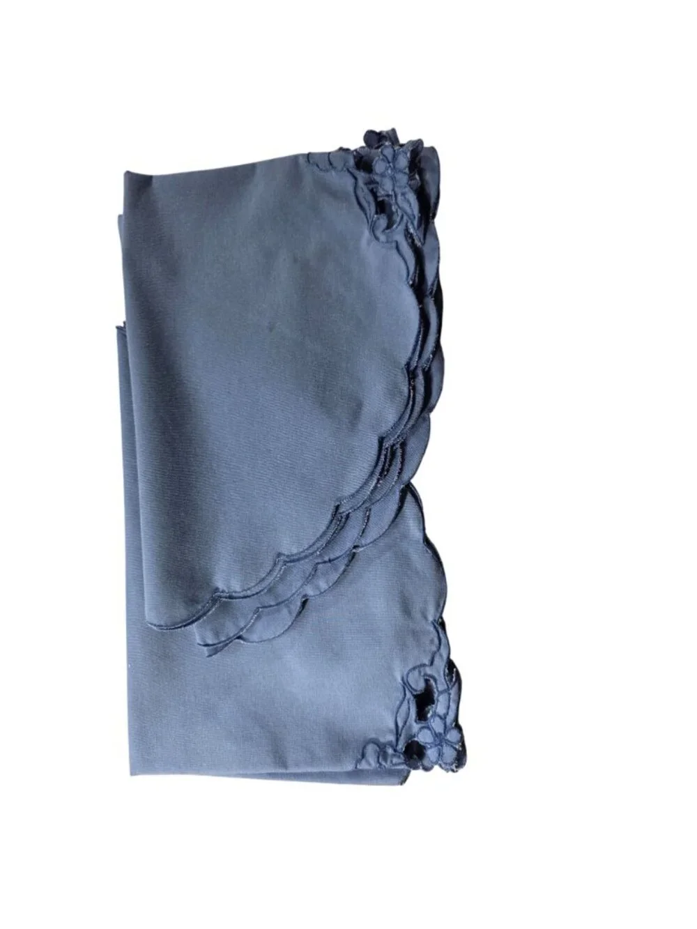 Set of four placemats and napkins Blue Scalloped Floral grannycore cottagecore